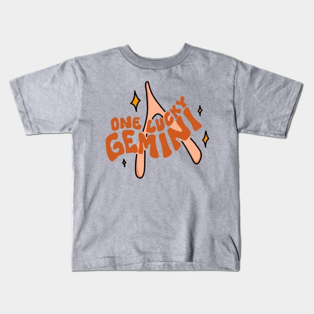 One Lucky Gemini Kids T-Shirt by Doodle by Meg